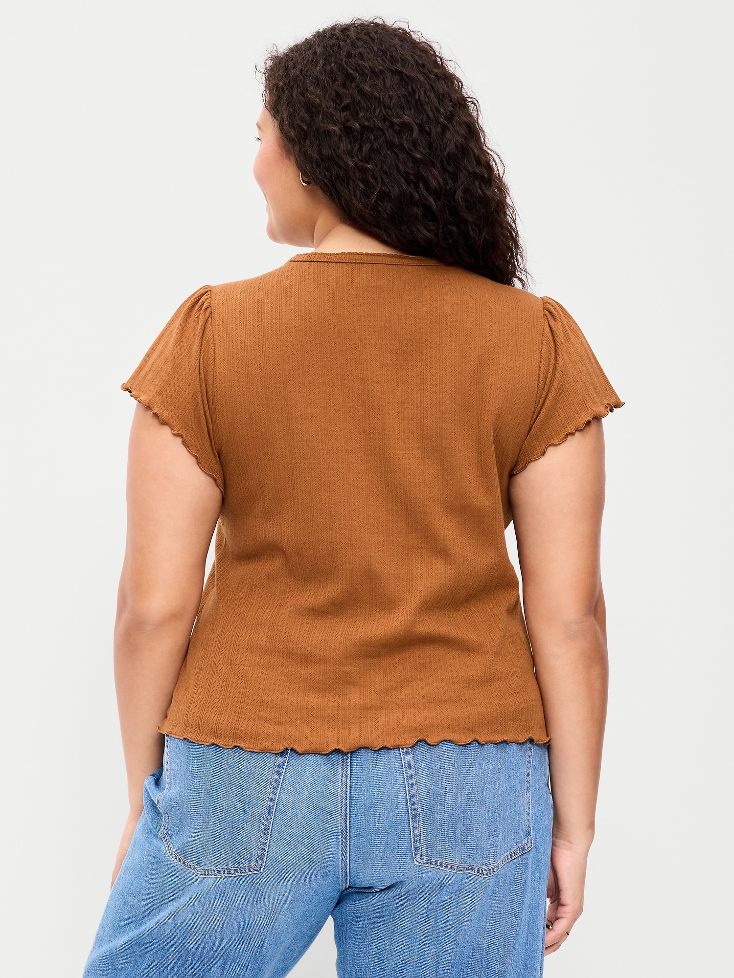 Lettuce-Edge Pointelle Top