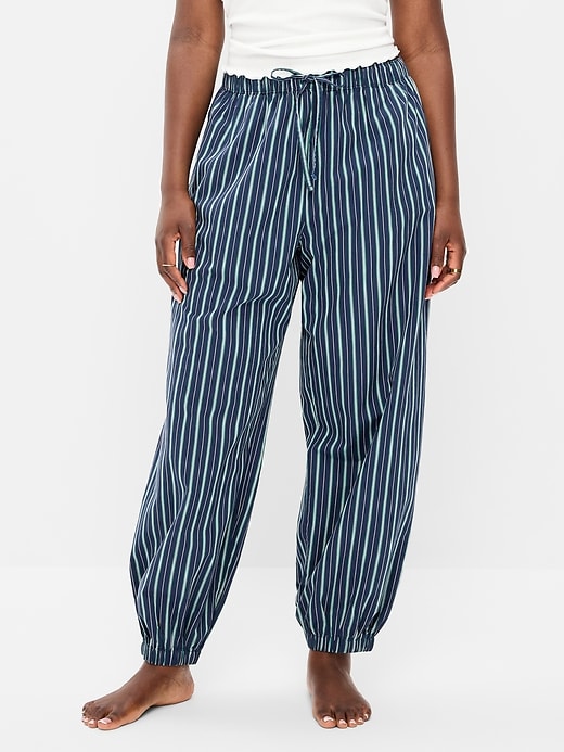 L'image numéro 6 présente Pantalon ballon à extrémités élastiques en popeline