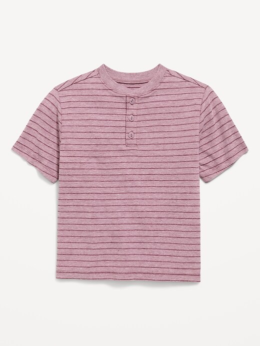 Image number 1 showing, Short-Sleeve Textured Striped Henley T-Shirt for Toddler Boys
