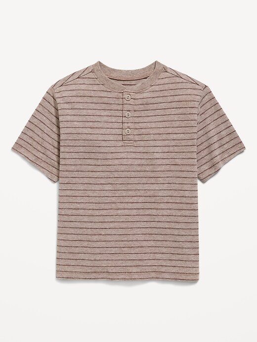 Image number 1 showing, Short-Sleeve Textured Striped Henley T-Shirt for Toddler Boys