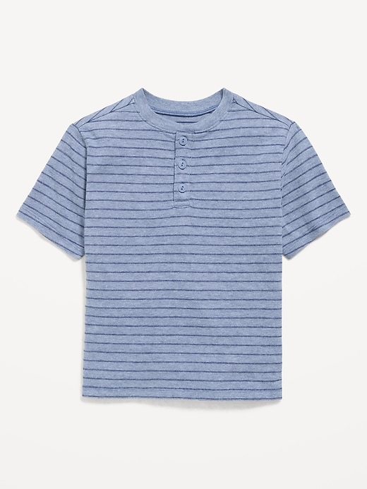 Image number 1 showing, Short-Sleeve Textured Striped Henley T-Shirt for Toddler Boys