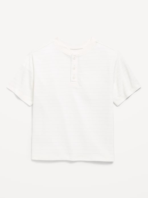 Image number 1 showing, Short-Sleeve Textured Striped Henley T-Shirt for Toddler Boys