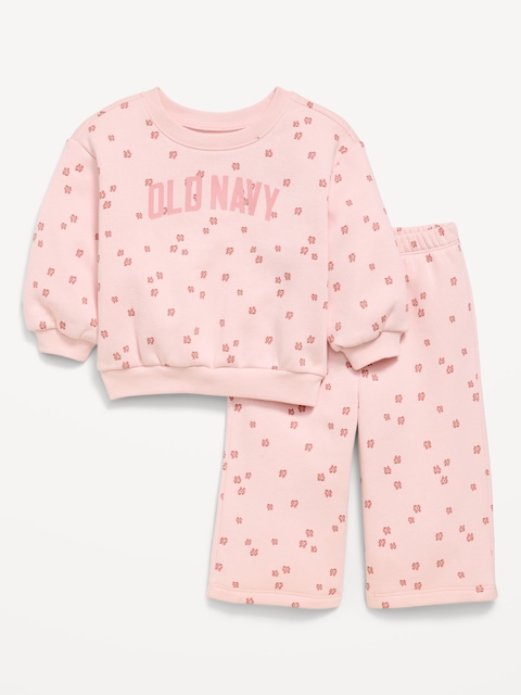 Printed Logo Graphic Sweatshirt and Sweatpants Set for Baby