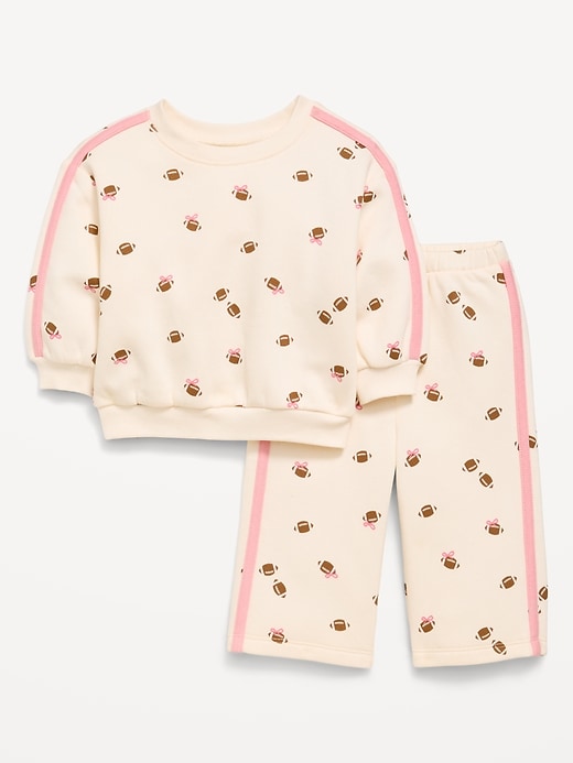 Image number 1 showing, Printed Sweatshirt and Wide-Leg Sweatpants  Set for Baby
