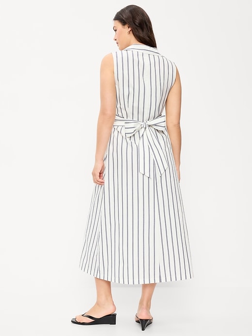 Image number 7 showing, Sleeveless Wrap-Waist Midi Shirt Dress