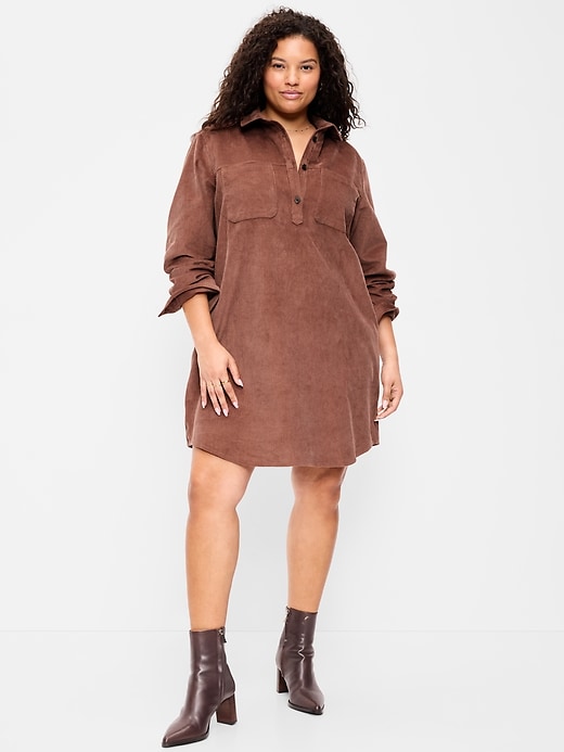 Image number 9 showing, Long-Sleeve Button-Down Mini Shirt Dress
