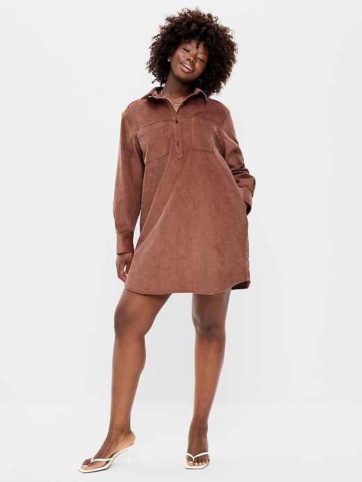 Image number 7 showing, Long-Sleeve Button-Down Mini Shirt Dress