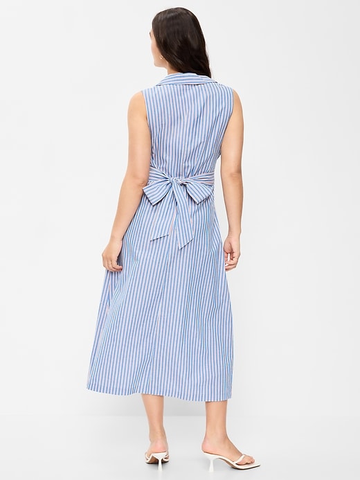 Image number 7 showing, Sleeveless Wrap-Waist Midi Shirt Dress