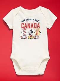 Image number 1 showing, Old Navy x Disney Mickey Mouse Short-Sleeve Unisex Graphic Bodysuit for Baby