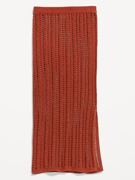 L'image numéro 1 présente Jupe droite longue en tricot de coton littoral ajouré