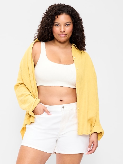 Image number 6 showing, Open-Back Crinkle Gauze Button-Down Shirt