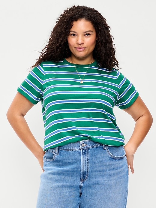 L'image numéro 7 présente T-shirt ras du cou passe-partout à rayures