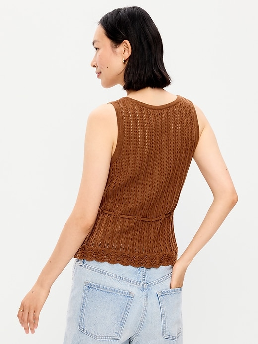 Image number 2 showing, Seaside Cotton Pointelle Peplum Tank Top