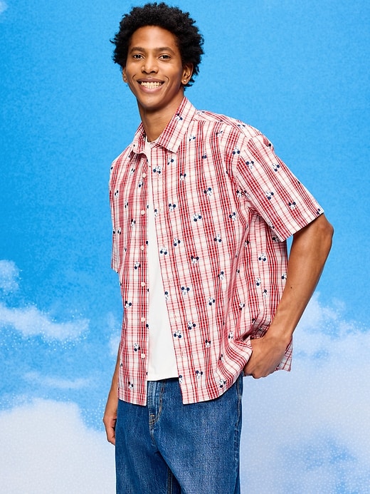 Image number 3 showing, Old Navy x Disney Mickey Mouse Loose Fit Plaid Shirt for Men