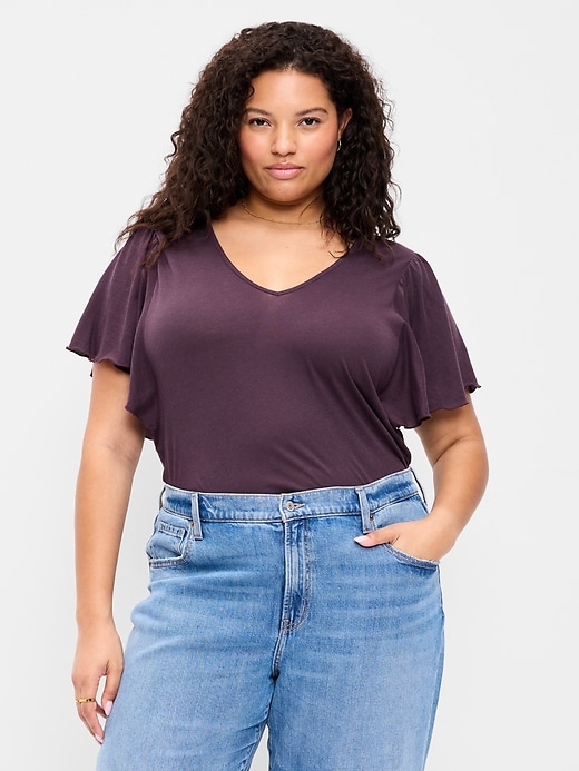 Image number 7 showing, V-Neck Flutter Sleeve Top