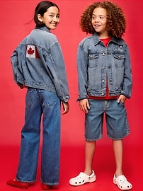 Image number 1 showing, Old Navy x Disney Mickey Mouse Gender-Neutral Denim Trucker Jacket for Kids