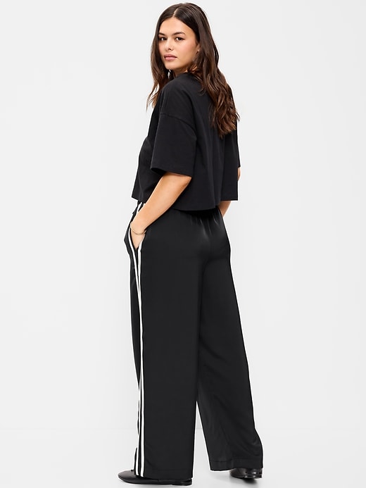 Image number 7 showing, High-Waisted Satin Track Pants