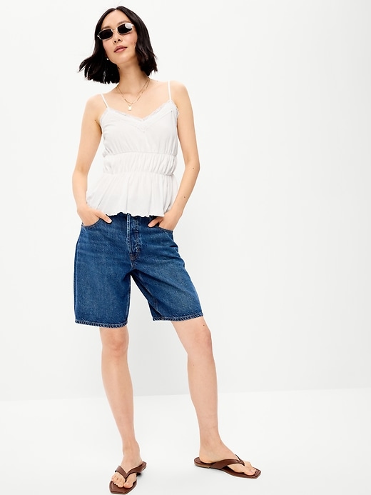 Image number 3 showing, Lace-Trim Smocked-Waist Tank Top