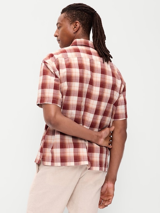 Image number 2 showing, Loose Fit Textured Plaid Pocket Shirt