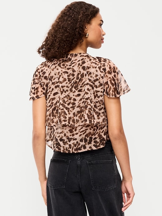 Image number 2 showing, Tiered Ruffle Tie-Front Top