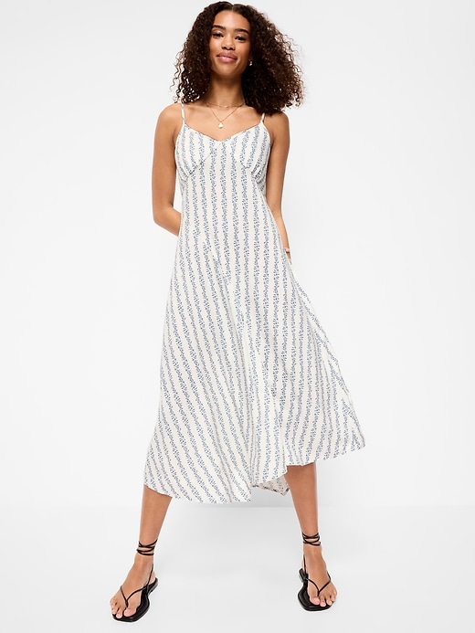 Image number 1 showing, Fit & Flare Tie-Back Asymmetrical Midi Dress
