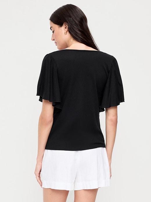 Image number 2 showing, V-Neck Flutter Sleeve Top