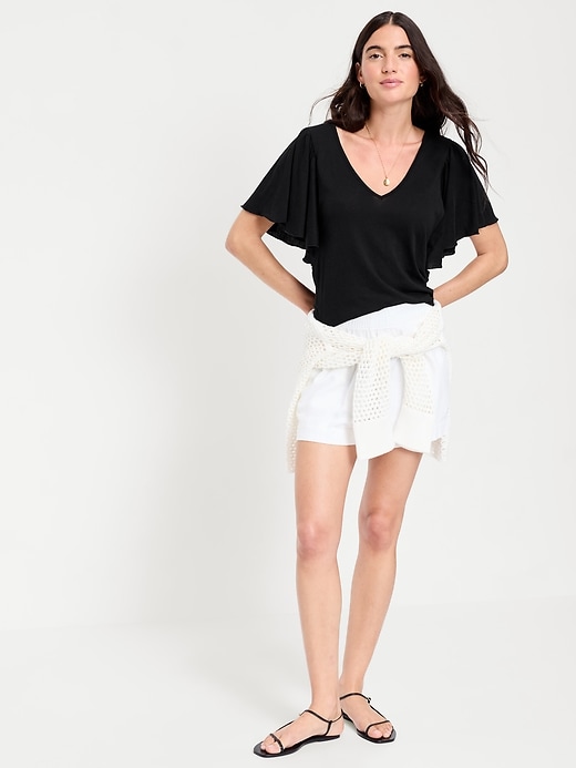 Image number 3 showing, V-Neck Flutter Sleeve Top
