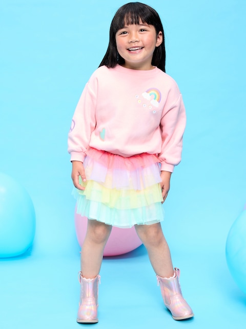ENSEMBLE CHANDAIL EN COTON OUATÉ BRODÉ À IMPRIMÉ ET JUPE TUTU POUR TOUTE-PETITE