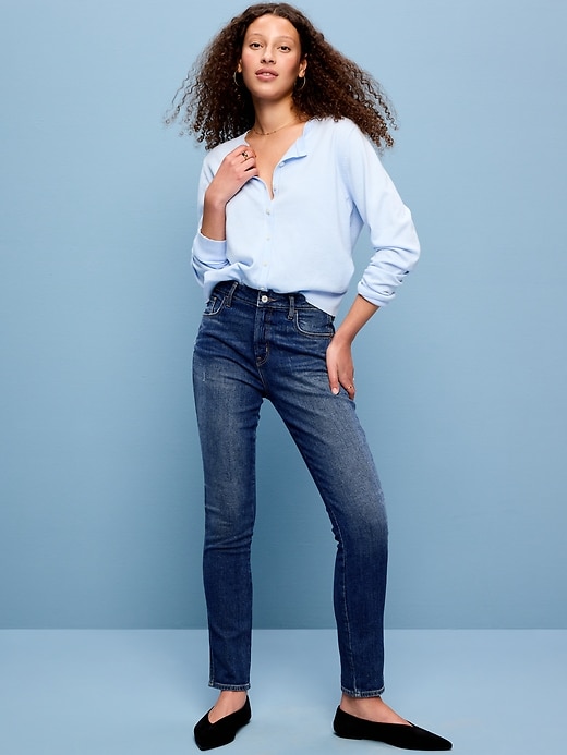 Image number 1 showing, High-Waisted Vintage Slim Jeans