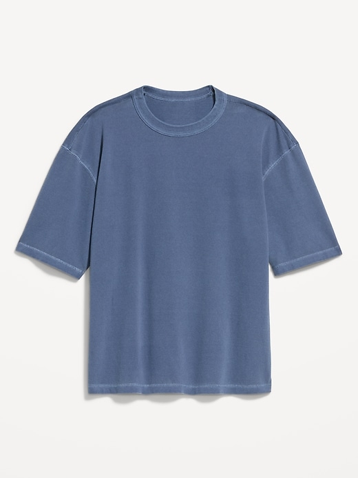 L'image numéro 3 présente T-shirt court en tissu épais teint en plongée