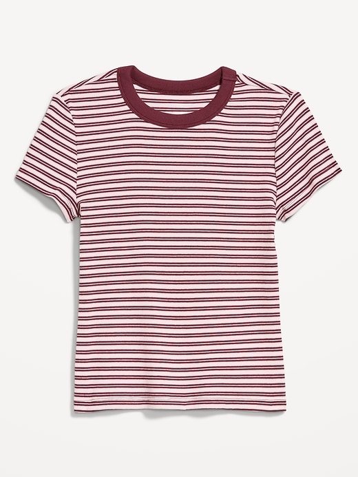 L'image numéro 4 présente T-shirt moulant côtelé ras du cou