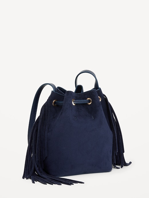Image number 2 showing, Drawstring Fringe Bucket Bag