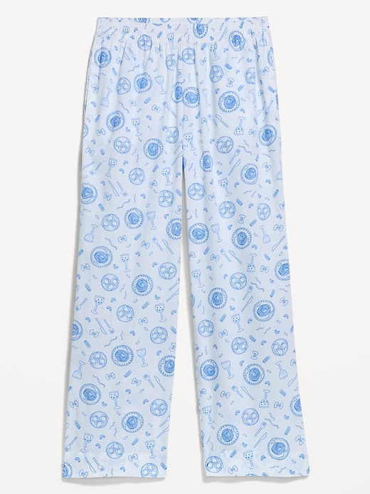 L'image numéro 4 présente Pantalon de pyjama à taille haute en popeline
