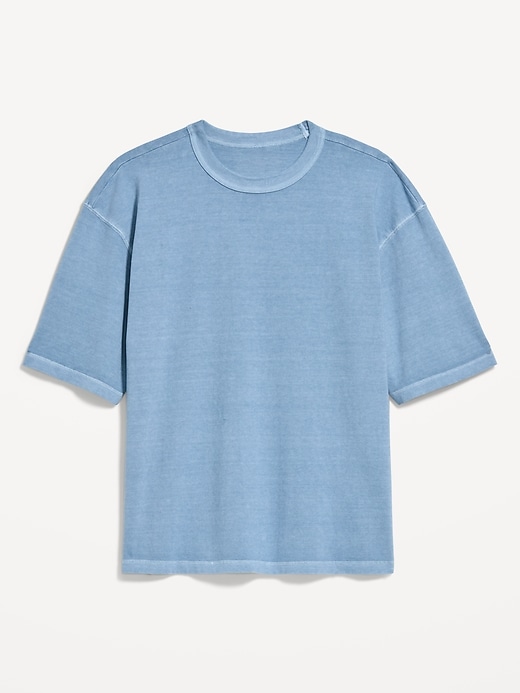 L'image numéro 3 présente T-shirt court en tissu épais teint en plongée
