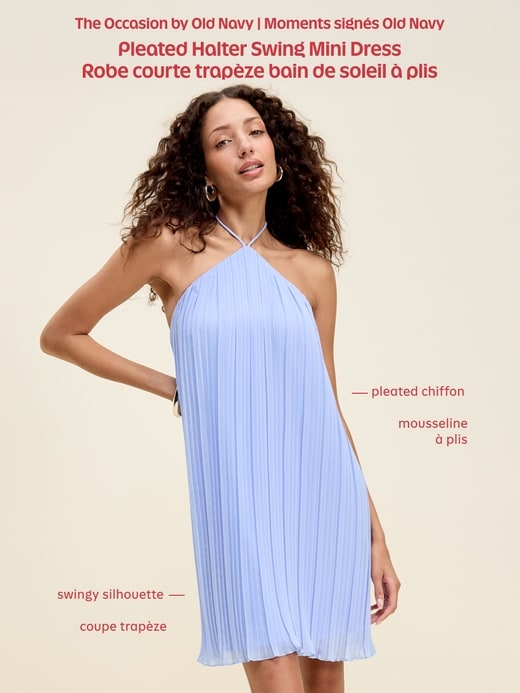 Image number 7 showing, The Occasion by Old Navy Pleated Halter Swing Mini Dress
