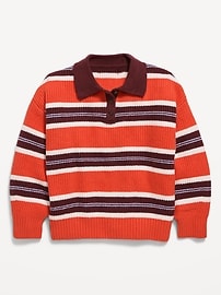 Image number 1 showing, Oversized Long-Sleeve Rugby Polo Sweater for Girls