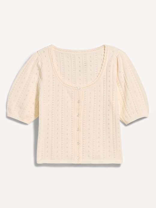 Image number 4 showing, Seaside Cotton Short-Sleeve Button-Down Sweater