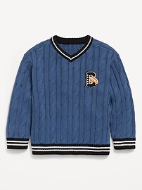 Image number 1 showing, Oversized Long-Sleeve Graphic Sweater for Toddler Boys