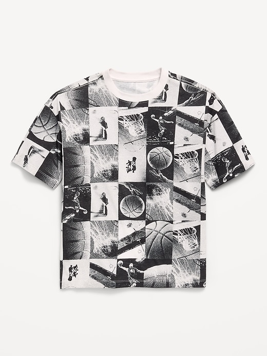 L'image numéro 1 présente T-shirt surdimensionné à manches courtes et à imprimé pour garçon