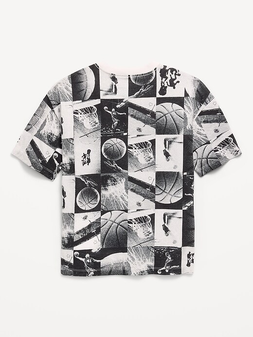 L'image numéro 2 présente T-shirt surdimensionné à manches courtes et à imprimé pour garçon