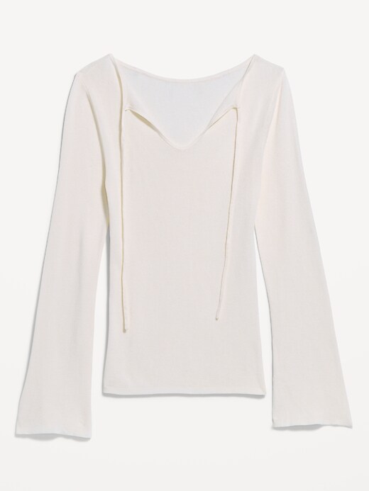 Image number 1 showing, Bell-Sleeve Keyhole Top