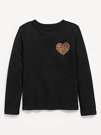 Image number 1 showing, Softest Long-Sleeve Heart-Patch T-Shirt for Girls