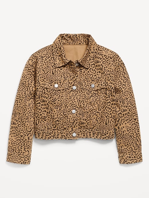 Image number 1 showing, Oversized Lightweight Cropped Denim Trucker Jacket for Girls