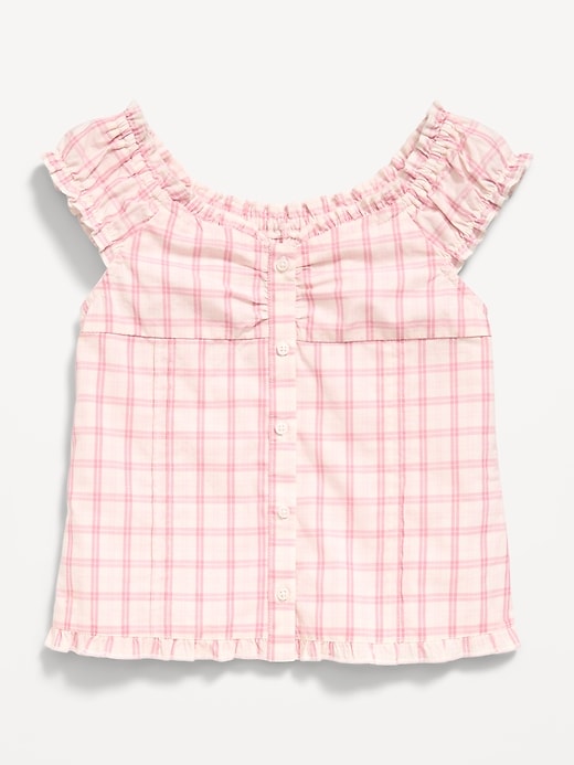 Image number 2 showing, Short-Sleeve Sweetheart-Neck Button-Front Top for Girls
