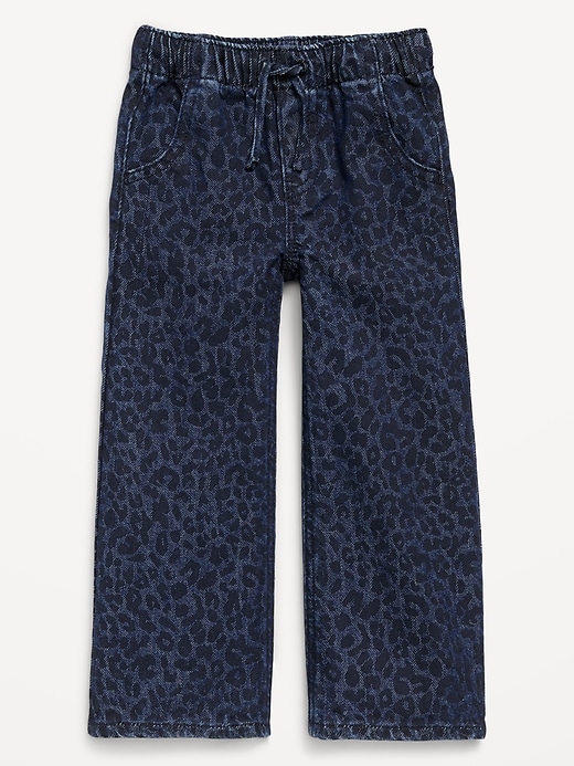 Image number 1 showing, High-Waisted Baggy Wide-Leg Pull-On Jeans for Toddler Girls