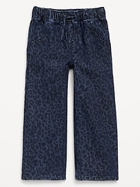 Image number 1 showing, High-Waisted Baggy Wide-Leg Pull-On Jeans for Toddler Girls