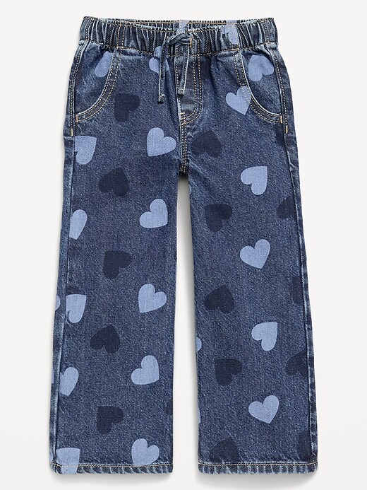 Image number 1 showing, High-Waisted Baggy Wide-Leg Pull-On Jeans for Toddler Girls