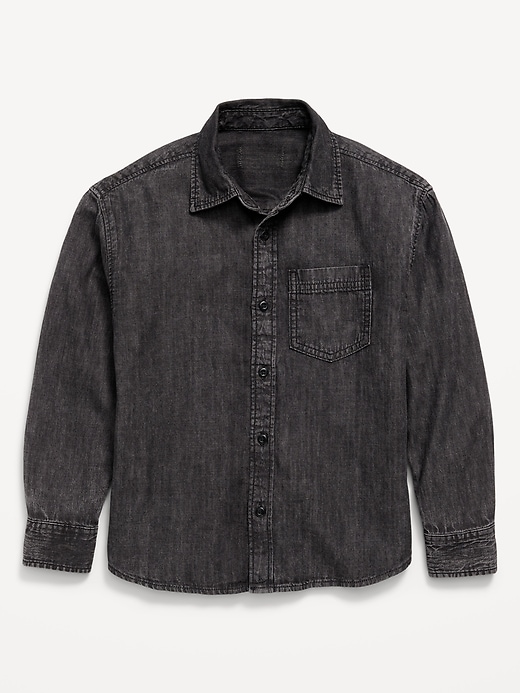 Image number 1 showing, Oversized Long-Sleeve Denim Shirt for Boys