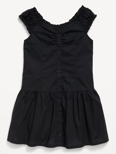 ROBE AJUSTÉE ET ÉVASÉE À MANCHES COURTES À DEVANT BOUTONNÉ POUR FILLE
