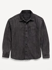 Image number 1 showing, Oversized Long-Sleeve Denim Shirt for Boys